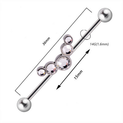 1 buc. Cercei din titan industrial cu mreană pentru tragus cartilaj piercing opal CZ bijuterie floare Oreja bare 14 gX36 mm bijuterii