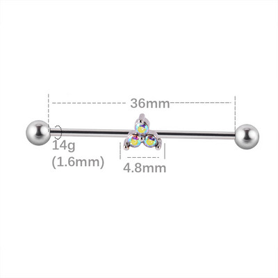 1 buc. Cercei din titan industrial cu mreană pentru tragus cartilaj piercing opal CZ bijuterie floare Oreja bare 14 gX36 mm bijuterii