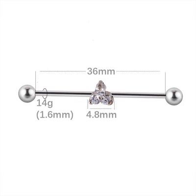 1 buc. Cercei din titan industrial cu mreană pentru tragus cartilaj piercing opal CZ bijuterie floare Oreja bare 14 gX36 mm bijuterii