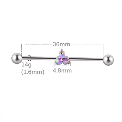 1 buc. Cercei din titan industrial cu mreană pentru tragus cartilaj piercing opal CZ bijuterie floare Oreja bare 14 gX36 mm bijuterii