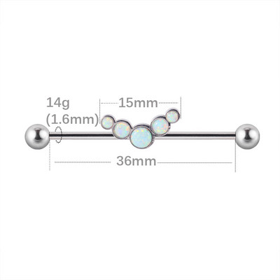1 buc. Cercei din titan industrial cu mreană pentru tragus cartilaj piercing opal CZ bijuterie floare Oreja bare 14 gX36 mm bijuterii