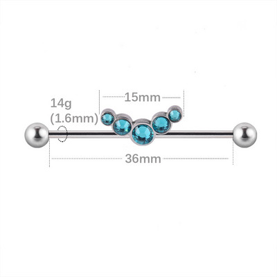 1 buc. Cercei din titan industrial cu mreană pentru tragus cartilaj piercing opal CZ bijuterie floare Oreja bare 14 gX36 mm bijuterii
