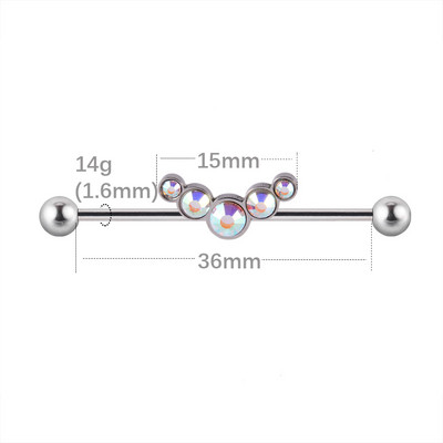 1 buc. Cercei din titan industrial cu mreană pentru tragus cartilaj piercing opal CZ bijuterie floare Oreja bare 14 gX36 mm bijuterii