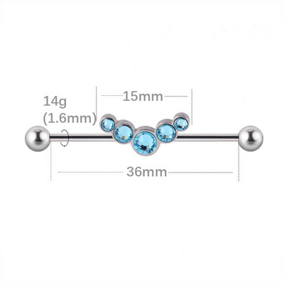 1 buc. Cercei din titan industrial cu mreană pentru tragus cartilaj piercing opal CZ bijuterie floare Oreja bare 14 gX36 mm bijuterii