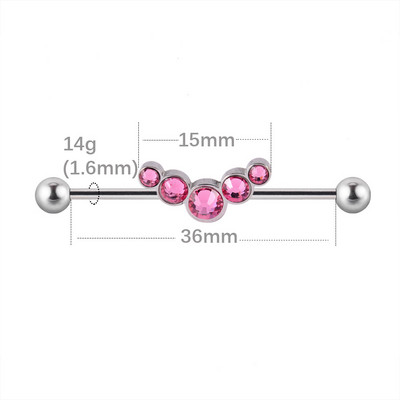 1 buc. Cercei din titan industrial cu mreană pentru tragus cartilaj piercing opal CZ bijuterie floare Oreja bare 14 gX36 mm bijuterii