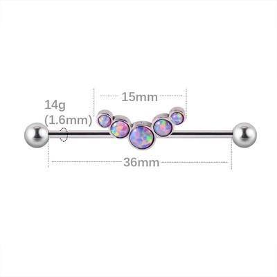 1 buc. Cercei din titan industrial cu mreană pentru tragus cartilaj piercing opal CZ bijuterie floare Oreja bare 14 gX36 mm bijuterii