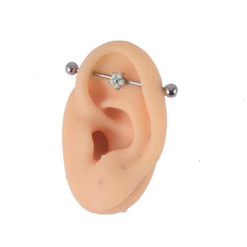 1 buc. Cercei din titan industrial cu mreană pentru tragus cartilaj piercing opal CZ bijuterie floare Oreja bare 14 gX36 mm bijuterii