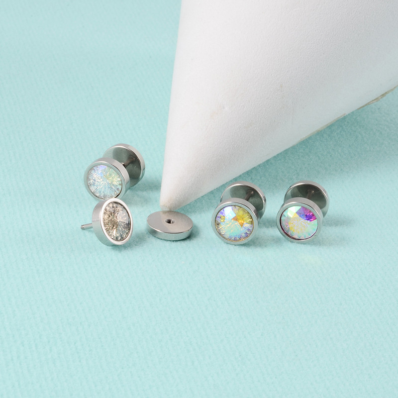 1Pc kristalni piercing za pupak od kirurškog čelika, četvrtasto srce, cirkon, prstenovi za pupak, uho, lažni čep, ekspander, naušnice