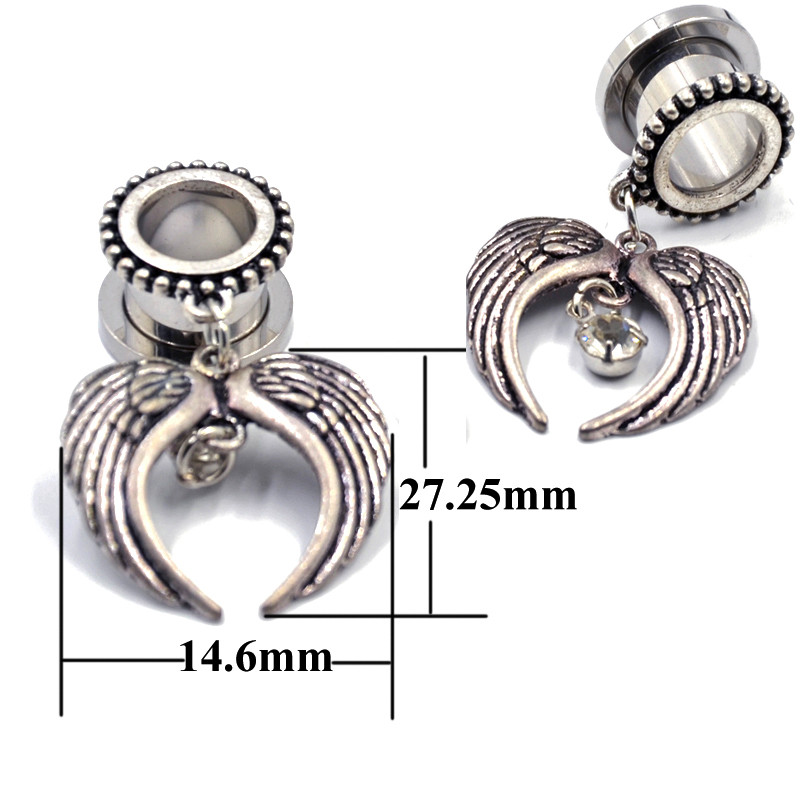 PAR OUIJA Catcher Wing Viseći vijak Fit Tunel za uho Mjerni čepovi Piercing Expander Stretchers Antikni uteg za uho 8-16 mm