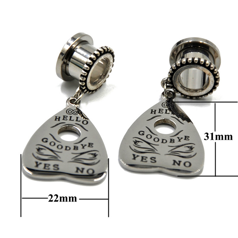 PAR OUIJA Catcher Wing Viseći vijak Fit Tunel za uho Mjerni čepovi Piercing Expander Stretchers Antikni uteg za uho 8-16 mm