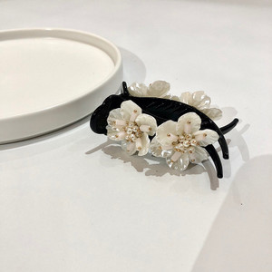 FFLACELL 2021 nou stil coreean agrafă drăguță panglică fundă imitație de perle banane agrafă de păr femei accesorii de păr la modă