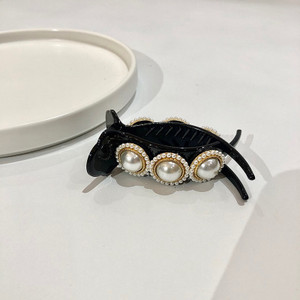 FFLACELL 2021 nou stil coreean agrafă drăguță panglică fundă imitație de perle banane agrafă de păr femei accesorii de păr la modă