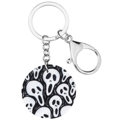 Bonsny Akrilni Halloween Okrugla lubanja Grimase Privjesci za ključeve Veliki privjesak za ključeve Nakit za žene Muškarci Klasični poklon za zabavu