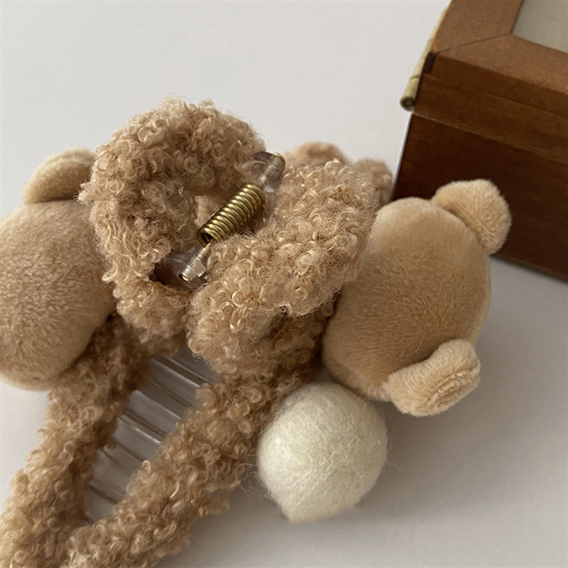 FFLACELL Korejski novi plišani slatki morski pas s kuglastom kopčom Medvjed Ukosnica Nakit Poklon za žene Djevojke