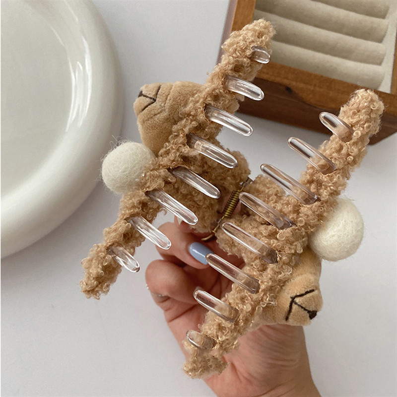 FFLACELL Korejski novi plišani slatki morski pas s kuglastom kopčom Medvjed Ukosnica Nakit Poklon za žene Djevojke