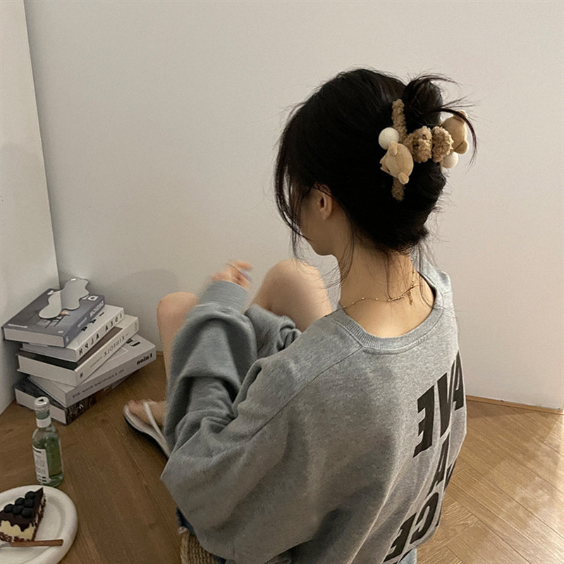 FFLACELL Korejski novi plišani slatki morski pas s kuglastom kopčom Medvjed Ukosnica Nakit Poklon za žene Djevojke