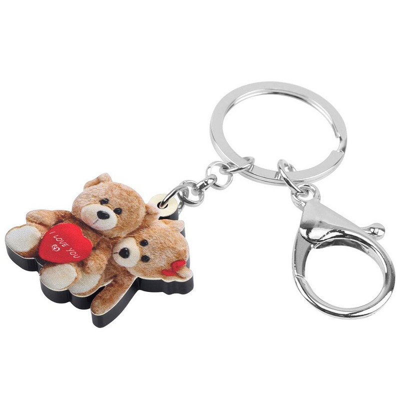 Bonsny Akrilno Valentinovo Par Lover Medvjed Privjesak Prsten Torbica Auto Torbica Dekoracija Privjesak Za Žene Djevojke Teen Šarm Poklon