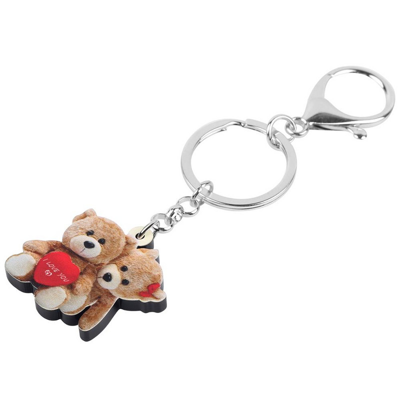Bonsny Akrilno Valentinovo Par Lover Medvjed Privjesak Prsten Torbica Auto Torbica Dekoracija Privjesak Za Žene Djevojke Teen Šarm Poklon