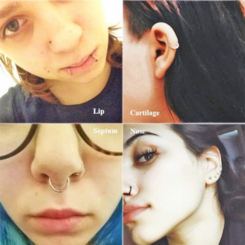 1 τεμ G23 Titanium Nose Rings Κλιπ σώματος Στεφάνη για γυναίκες Ανδρικά κοσμήματα με διάτρηση χόνδρου τμήματος χειλιών αυτί L δακτυλίου κρίκου με κλιπ