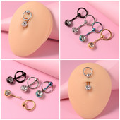 1Pc. Zasun za piercing za pupak CZ Dragulj Prstenovi za pupak Dvostruki prstenovi za nošenje Dizajn trbušne šipke Držač prstena od perle Nakit za tijelo