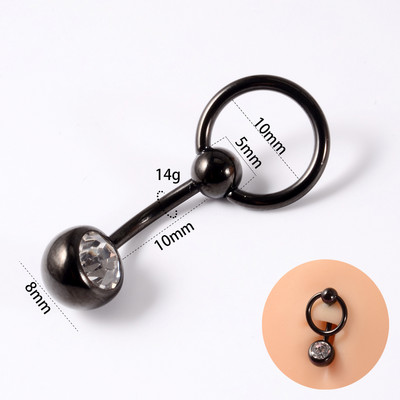 1Pc. Zasun za piercing za pupak CZ Dragulj Prstenovi za pupak Dvostruki prstenovi za nošenje Dizajn trbušne šipke Držač prstena od perle Nakit za tijelo