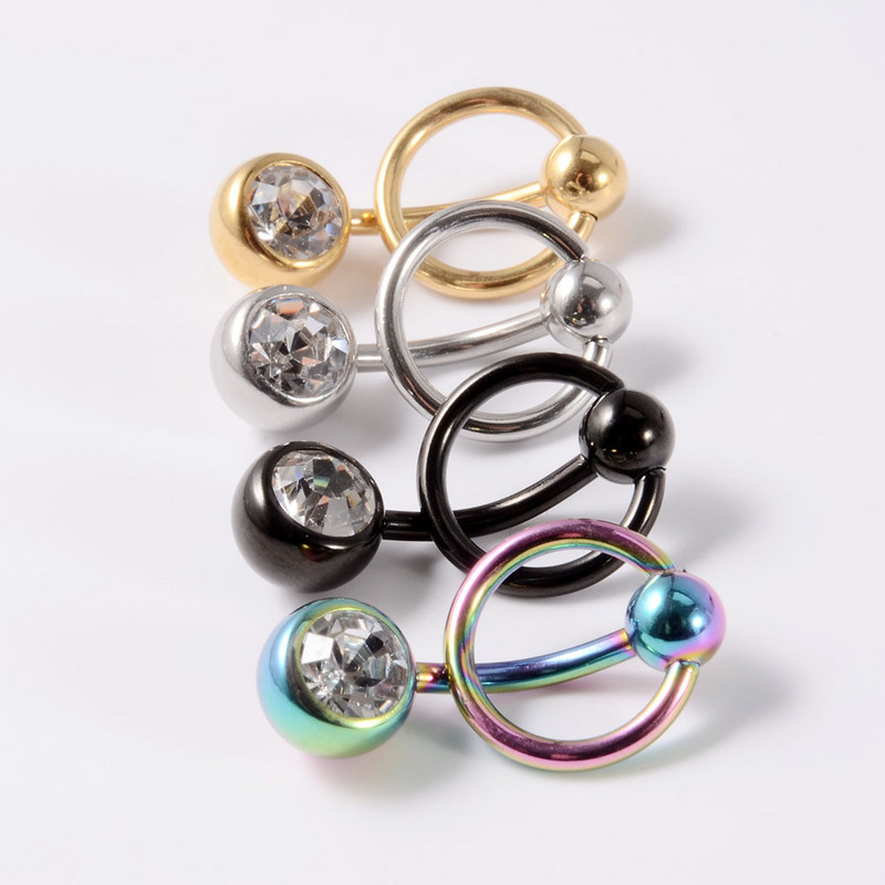 1Pc. Zasun za piercing za pupak CZ Dragulj Prstenovi za pupak Dvostruki prstenovi za nošenje Dizajn trbušne šipke Držač prstena od perle Nakit za tijelo