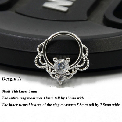 1P 18g Open Hoop Daith Earring Cz Хрущял Rook Earring Преграда Пръстен Нос Пиърсинг за уши Бижута за тяло