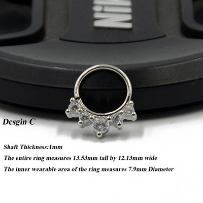 1P 18g Open Hoop Daith Earring Cz Хрущял Rook Earring Преграда Пръстен Нос Пиърсинг за уши Бижута за тяло