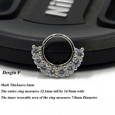 1P 18g Open Hoop Daith Earring Cz Хрущял Rook Earring Преграда Пръстен Нос Пиърсинг за уши Бижута за тяло