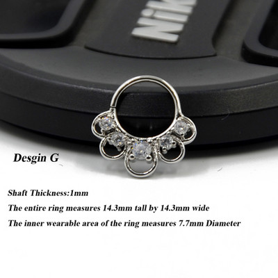 1P 18g Open Hoop Daith Earring Cz Хрущял Rook Earring Преграда Пръстен Нос Пиърсинг за уши Бижута за тяло