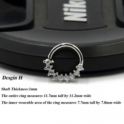 1P 18g Open Hoop Daith Earring Cz Хрущял Rook Earring Преграда Пръстен Нос Пиърсинг за уши Бижута за тяло