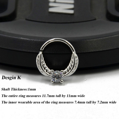 1P 18g Open Hoop Daith Earring Cz Хрущял Rook Earring Преграда Пръстен Нос Пиърсинг за уши Бижута за тяло