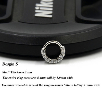 1P 18g Open Hoop Daith Earring Cz Хрущял Rook Earring Преграда Пръстен Нос Пиърсинг за уши Бижута за тяло