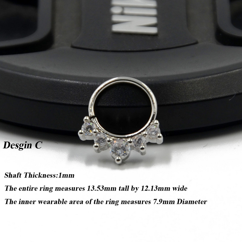 1P 18g Open Hoop Daith Earring Cz Хрущял Rook Earring Преграда Пръстен Нос Пиърсинг за уши Бижута за тяло