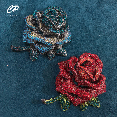 Rožu ziedu sakta Retro Rhinestone ziedu piespraudes uzvalka jaka personalizēti korsāžas aksesuāri