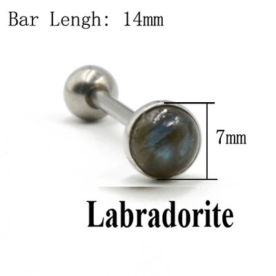 1 komad utega od titana ili čelika Labradorit Tigrovo oko Bijela linija Kameni prsten utega za jezik Body Piercing Tougue Bar Nakit