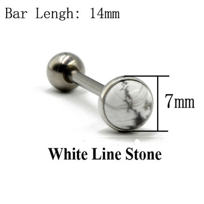 1 komad utega od titana ili čelika Labradorit Tigrovo oko Bijela linija Kameni prsten utega za jezik Body Piercing Tougue Bar Nakit