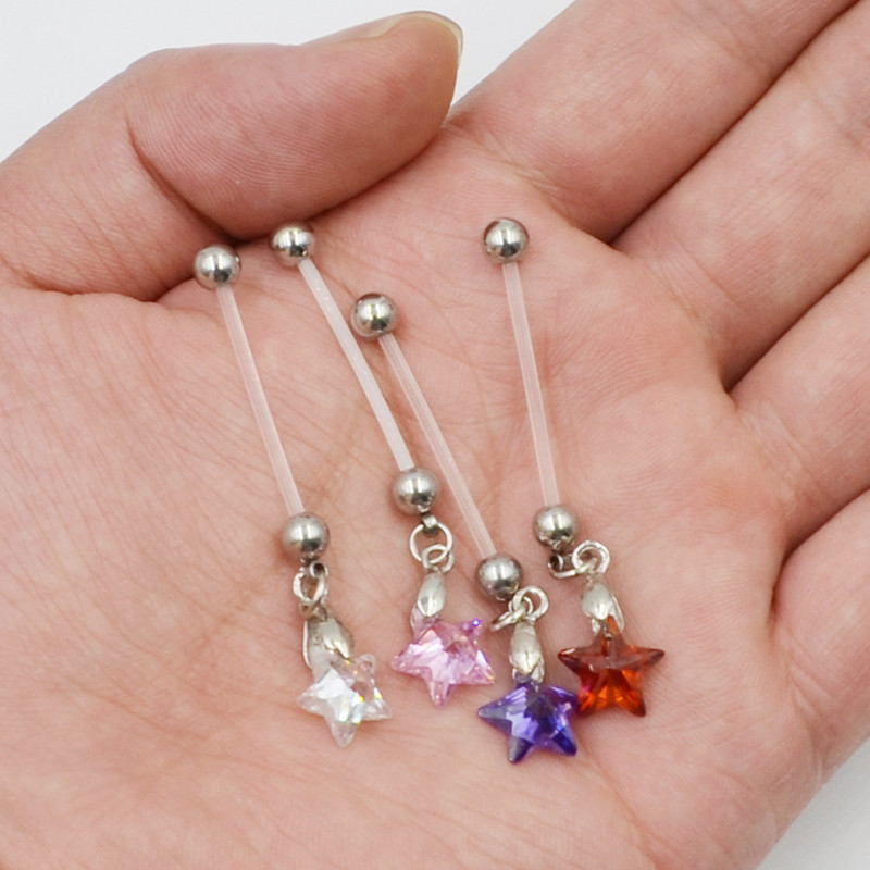 1 komad šarmantne šipke za pupak Akril CZ Gem Bioplast Fleksibilni trudnički prstenovi za pupak Nakit za tijelo za piercing 14 g