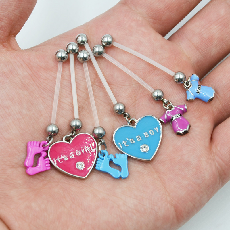 1 komad šarmantne šipke za pupak Akril CZ Gem Bioplast Fleksibilni trudnički prstenovi za pupak Nakit za tijelo za piercing 14 g