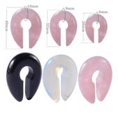 1 bucată cheie orificiu rotund opal negru roz piatră naturală ureche ureche ureche expansor plug piercing cercei bijuterii pentru corp