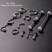 1 komad Bijeli opalni kamen Ušna školjka Daith prsten Nosna usna Tragus hrskavica Stud Industrijska bradavica Jezik Uteg Nakit za piercing