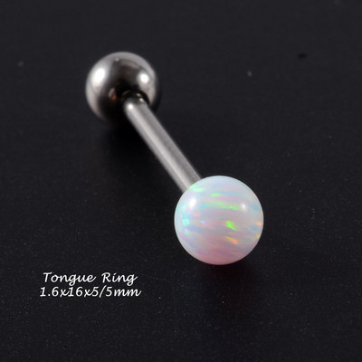 1 komad Bijeli opalni kamen Ušna školjka Daith prsten Nosna usna Tragus hrskavica Stud Industrijska bradavica Jezik Uteg Nakit za piercing