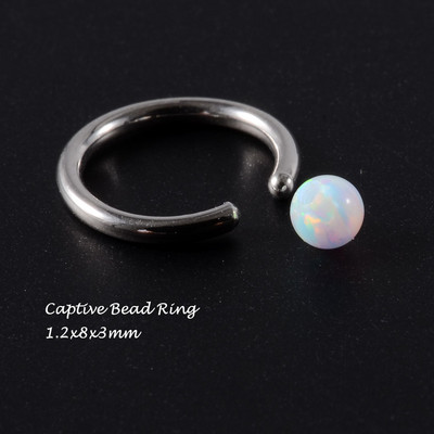 1 komad Bijeli opalni kamen Ušna školjka Daith prsten Nosna usna Tragus hrskavica Stud Industrijska bradavica Jezik Uteg Nakit za piercing