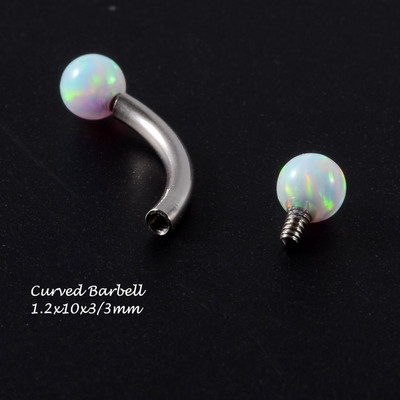 1 komad Bijeli opalni kamen Ušna školjka Daith prsten Nosna usna Tragus hrskavica Stud Industrijska bradavica Jezik Uteg Nakit za piercing