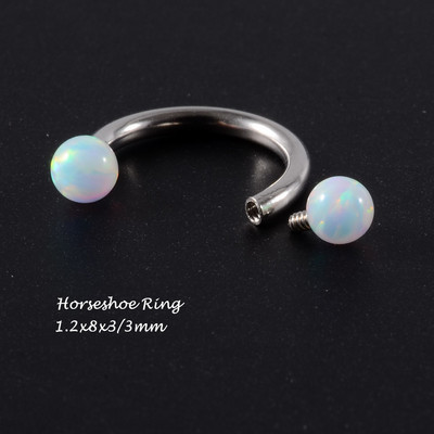 1 komad Bijeli opalni kamen Ušna školjka Daith prsten Nosna usna Tragus hrskavica Stud Industrijska bradavica Jezik Uteg Nakit za piercing