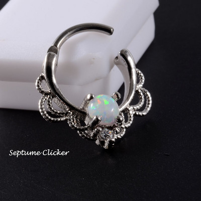 1 komad Bijeli opalni kamen Ušna školjka Daith prsten Nosna usna Tragus hrskavica Stud Industrijska bradavica Jezik Uteg Nakit za piercing