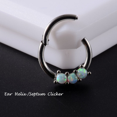 1 komad Bijeli opalni kamen Ušna školjka Daith prsten Nosna usna Tragus hrskavica Stud Industrijska bradavica Jezik Uteg Nakit za piercing