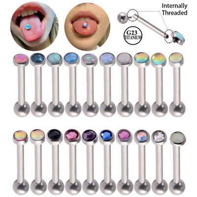 1Pc G23 Titanium Loptica s unutarnjim navojem, Prsten za piercing, Punk CZ Dragulj, Prsten za jezik, Nakit za tijelo