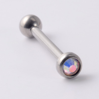 1Pc G23 Titanium Loptica s unutarnjim navojem, Prsten za piercing, Punk CZ Dragulj, Prsten za jezik, Nakit za tijelo