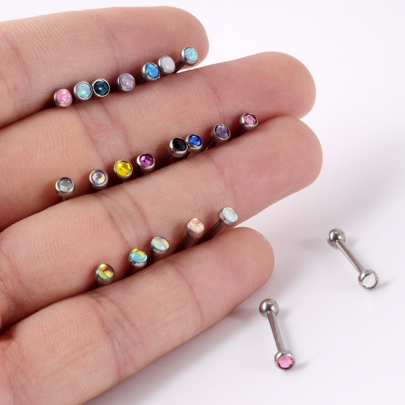 1Pc G23 Titanium Loptica s unutarnjim navojem, Prsten za piercing, Punk CZ Dragulj, Prsten za jezik, Nakit za tijelo